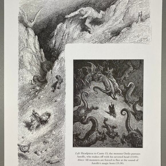 Dore, Orlando Furioso, Harpies, Monster Orrilo, Print, Bookplate ~ 240707-WH 292 - Picture 3 of 4